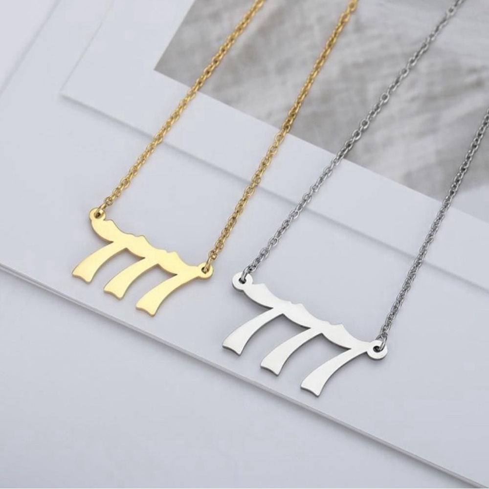 Gold plated 777 angel number necklace